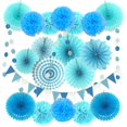 thumbnail image 1 of Moyic 21 unids/set abanicos de papel decoración fiesta cumpleaños vacaciones Banner DIY arte ornamento empavesado interior fotografía Prop Kits de decoración para fiestas Azul Moyic HA069589-02, 1 of 6