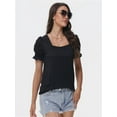 thumbnail image 6 of Women's Loose Fit Puff Sleeve T-Shirt - Square Neck Short Sleeve Top for Business Casual, Work & Summer, 6 of 6