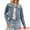 Vintage Blue, variant on DARING DIVA Women's Collarless Button Down Long Sleeve Denim Jacket M Vintage Blue