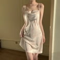 thumbnail image 3 of Pyjama en Soie Sexy pour Femmes, Robe de Nuit Imprimée à Col Évasé, Petite Poitrine en Soie Glacée, Vêtements de Maison Doux pour le Printemps et l'Automne, 3 of 6