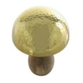 thumbnail image 4 of 9", 7", 6"H Gold Stainless Steel Metal Handmade Hammered Mushroom Sculpture with Brown Mango Wood Bases, by DecMode (3 Count), 4 of 12