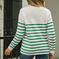 thumbnail image 4 of IROINNID Pullover Sweater for Women Knitted Striped Pullover Casual Long Sleeve Relaxed Fit Warm Sweater,Green, 4 of 6