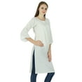 thumbnail image 2 of Designer Bollywood Ethnic Kurta Women Cotton Solid Kurti Casual Top Tunic Dress, 2 of 4