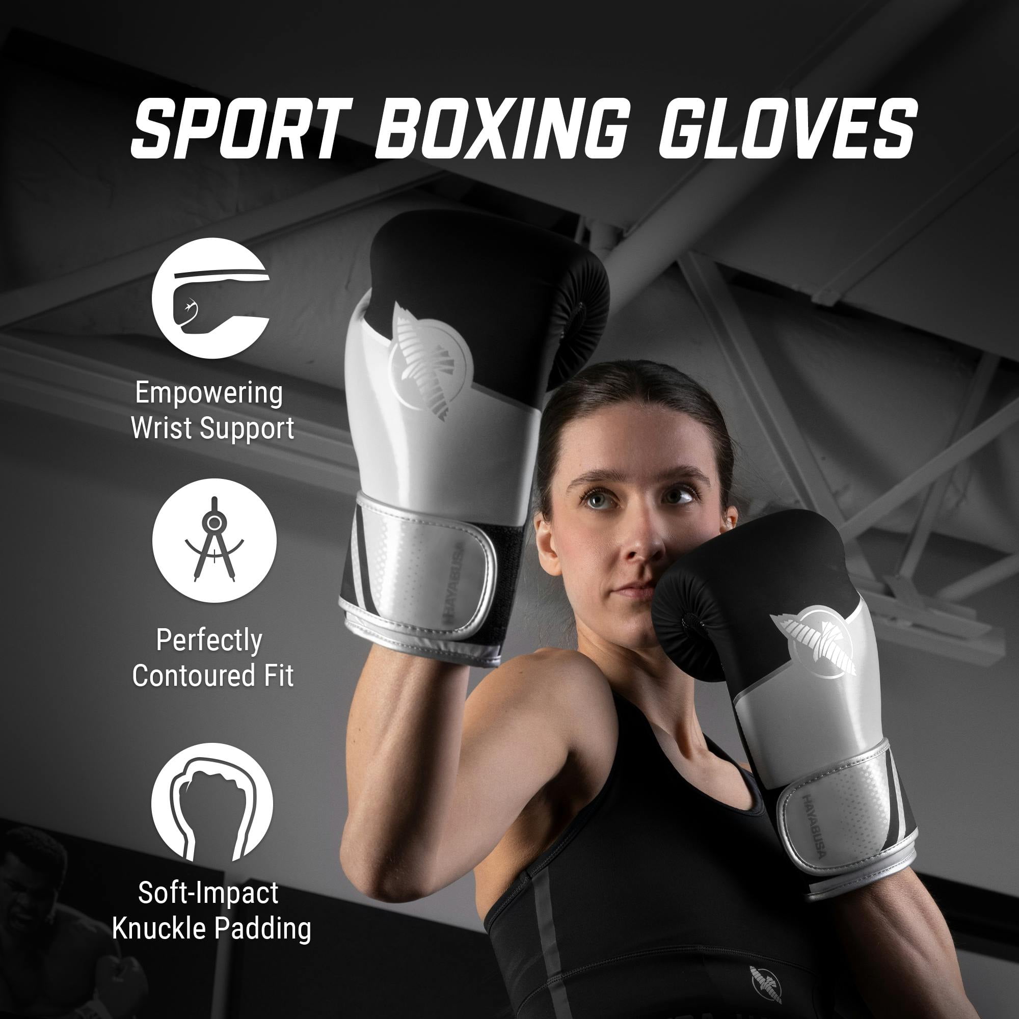 Hayabusa Sport Boxing Gloves for Men and Women - White/Silver, 12oz