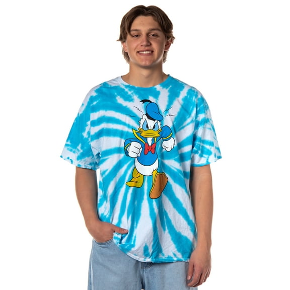 Disney Donald Duck Men's Angry Walk Spiral Tie-Dye Design Adult Short Sleeve Crewneck T-Shirt