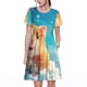 thumbnail image 1 of Disketp Cloud Cute Hamster para Vestido de Manga Corta para Mujeres, Vestidos de Verano para Mujeres, Casual y Holgado para la Playa, 1 of 6