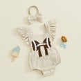 thumbnail image 2 of kpoplk Summer Baby Girl Outfits Bubble Romper Newborn Smocked Clothes Infant Checkered Bodysuit Size 12-18 Months,Beige, 2 of 8