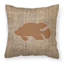Carolines Treasures BB1013-BL-BN-PW1818 Fish - Tropical Fish Burlap and Brown   Canvas Fabric Decorative Pillow BB1013