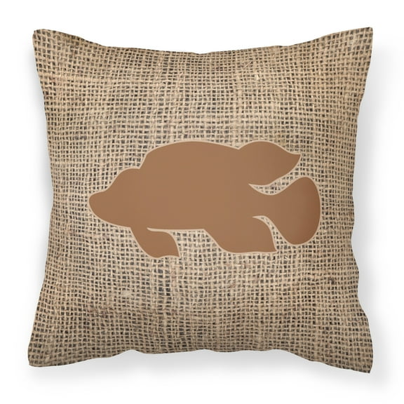 Carolines Treasures BB1013-BL-BN-PW1414 Fish - Tropical Fish Burlap and Brown   Canvas Fabric Decorative Pillow BB1013
