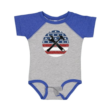 

Inktastic USA Flag Mechanic Hammer Wrench Gift Baby Boy Bodysuit
