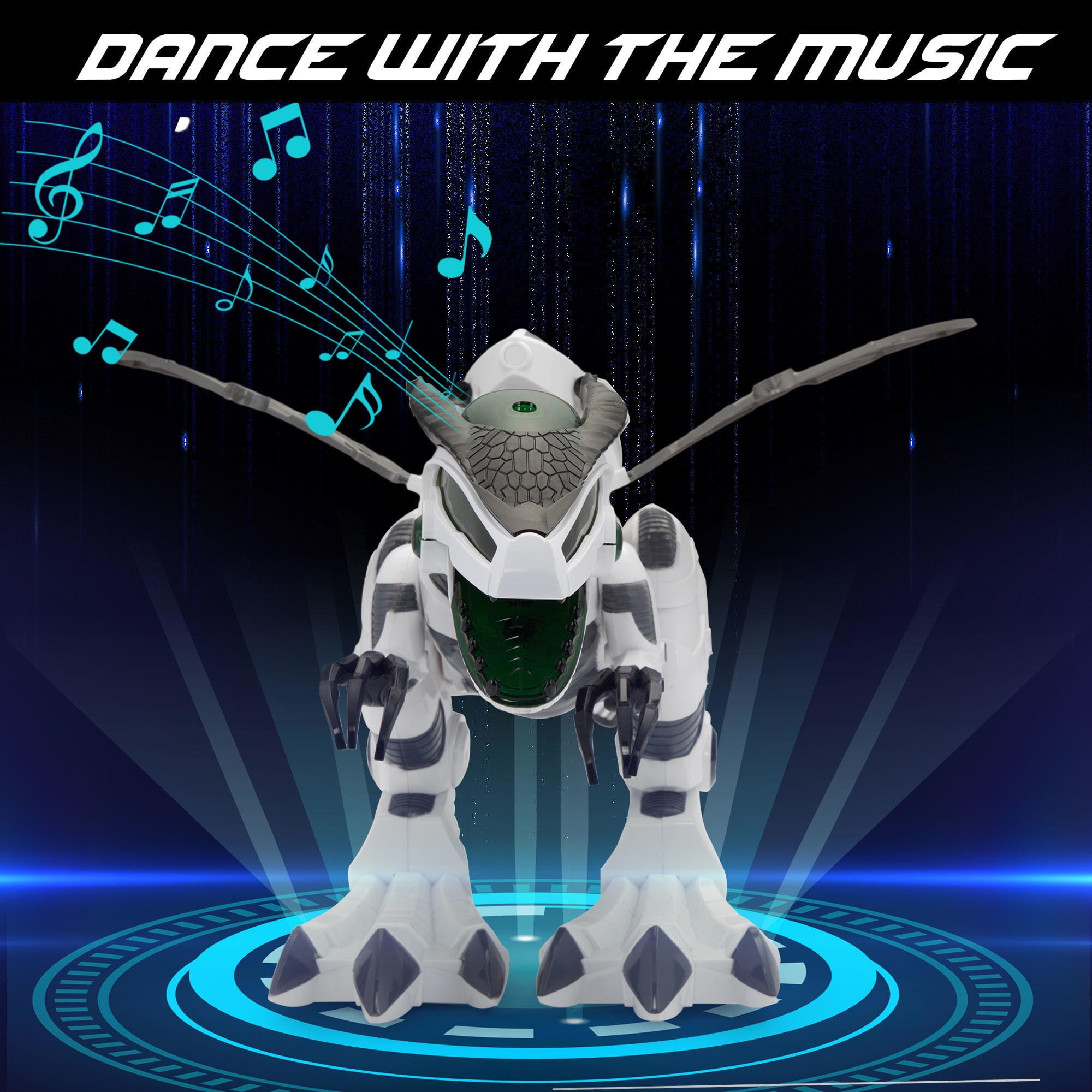 RC Dinosaur Robot, Interactive Kids Toy with Remote Control, White RC Dinosaur Robot, Interactive Kids Toy with Remote Control, White