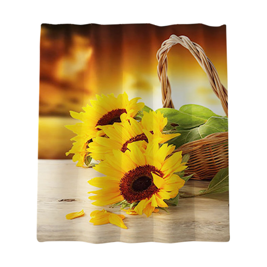 Hysiwen Sunflower Printed Shower Curtain Bathroom Creative Shower