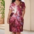 thumbnail image 4 of Pink Butterflies Blossom Magical Dreamland Women's Summer Short Sleeve Casual Dresses Party Dress, 4 of 6