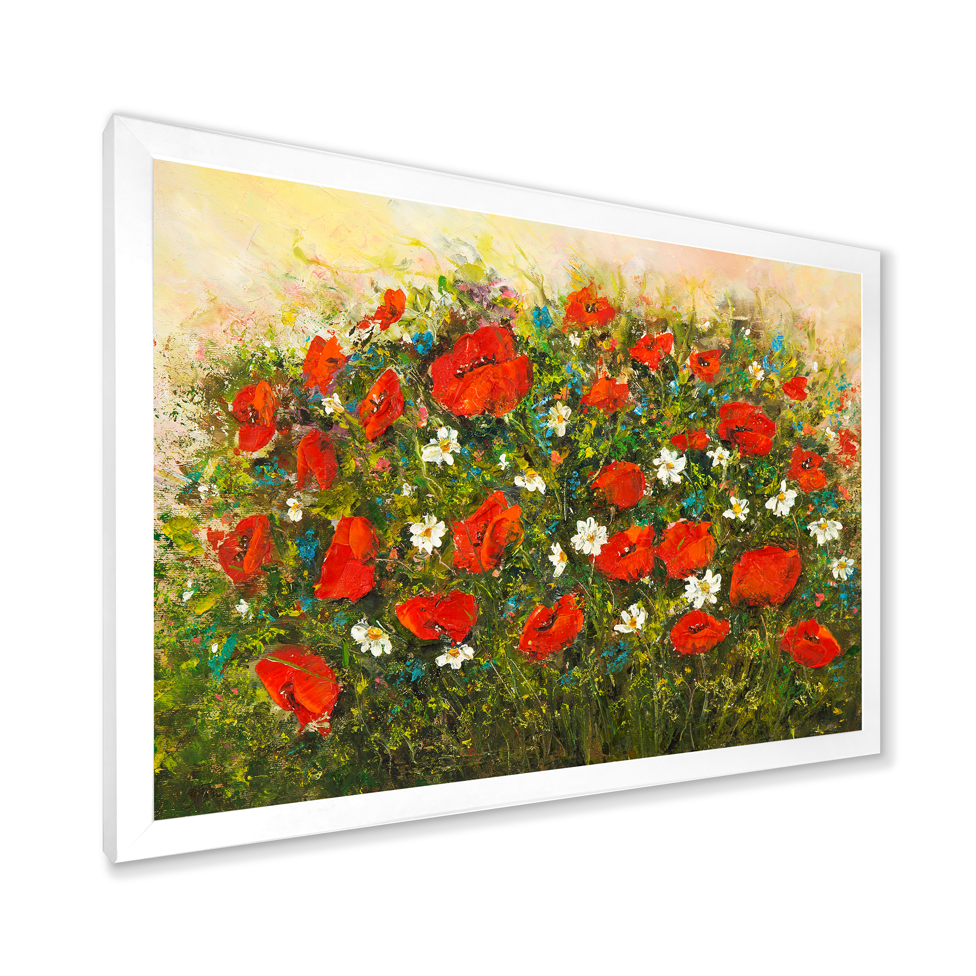 Designart 'The Fields of Red Wildflowers' Traditional Framed Art Print