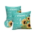 thumbnail image 2 of Outdoor Throw Pillow Cover Watercolor Sunflowers and Leaves Waterproof Cushion Covers 2 Pack Positive Quote on Teal Pillow Cases Home Decoration for Patio Garden Couch Sofa, 2 of 7