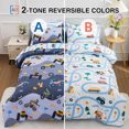 thumbnail image 2 of Btargot Gray Construction Truck Comforter Set Twin for Kids Boys Car Bedding Set with Excavator Motorcycle Pattern, 2 of 11