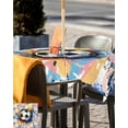 thumbnail image 5 of Fsddascl Soccer Outdoor Tablecloth - 54x54 Inch Square Dining Table Cover, Yellow Blue Pink Watercolor Abstract Art Sports Waterproof Outdoor Table Cloth with Umbrella Hole & Zipper for Picnic/Patio, 5 of 7