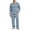06#Blue, variant on Crew Neck Long Sleeve Striped Pajama Top Matching Button Fly Long Sleep Pants Drawstring Elastic Waist Loungewear For Men