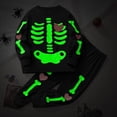 thumbnail image 4 of Afdoent Boys Pajamas Set Halloween Skeleton Pjs Glow In The Dark Sleepwear Pant Sets Kids Jammies Toddler Kids Fall Winter Loungewear Holiday Pjs Leisure 3-4 Years, 4 of 9