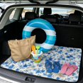 thumbnail image 2 of FOR U DESIGNS Blue Flower Print All Weather Car Trunk Mat Non-Slip Stylish Cargo Liner Heavy Duty Durable Rear Trunk Protection for Most Vehicles, 2 of 7