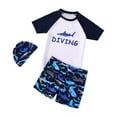 thumbnail image 1 of MIASHUI Boys Two Piece Rash Guard Swimsuits Kids Short Sleeve Swimwear Sets with Hat,White,5-6 Years, 1 of 3