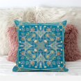 thumbnail image 3 of Paisley Leaf Geo Duo Indoor/Outdoor Pillow with Removable Cover in Aqua Gold18x18, 3 of 5