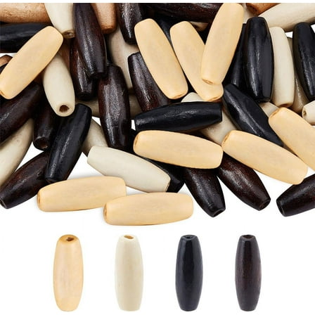 1 Bag 100Pcs Large Wooden Loose Spacer Beads Macrame Beads Natural Wooden Tube Beads with 2mm Large Hole for Bracelet Pendants Crafts DIY Jewelry Making(4 Colors)