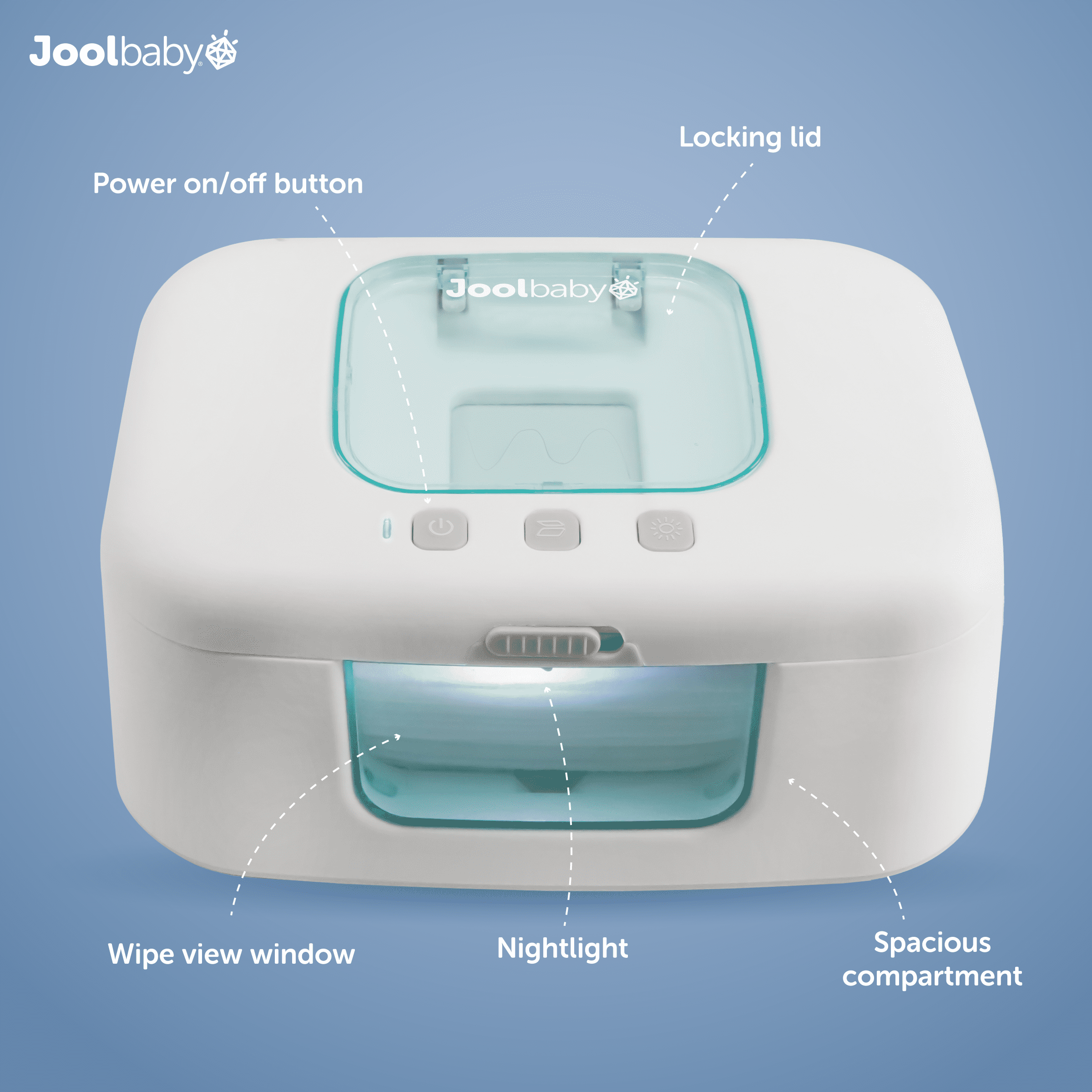 Baby Wipe Warmer & Dispenser with LED Changing Light & On/Off Switch by Jool Baby