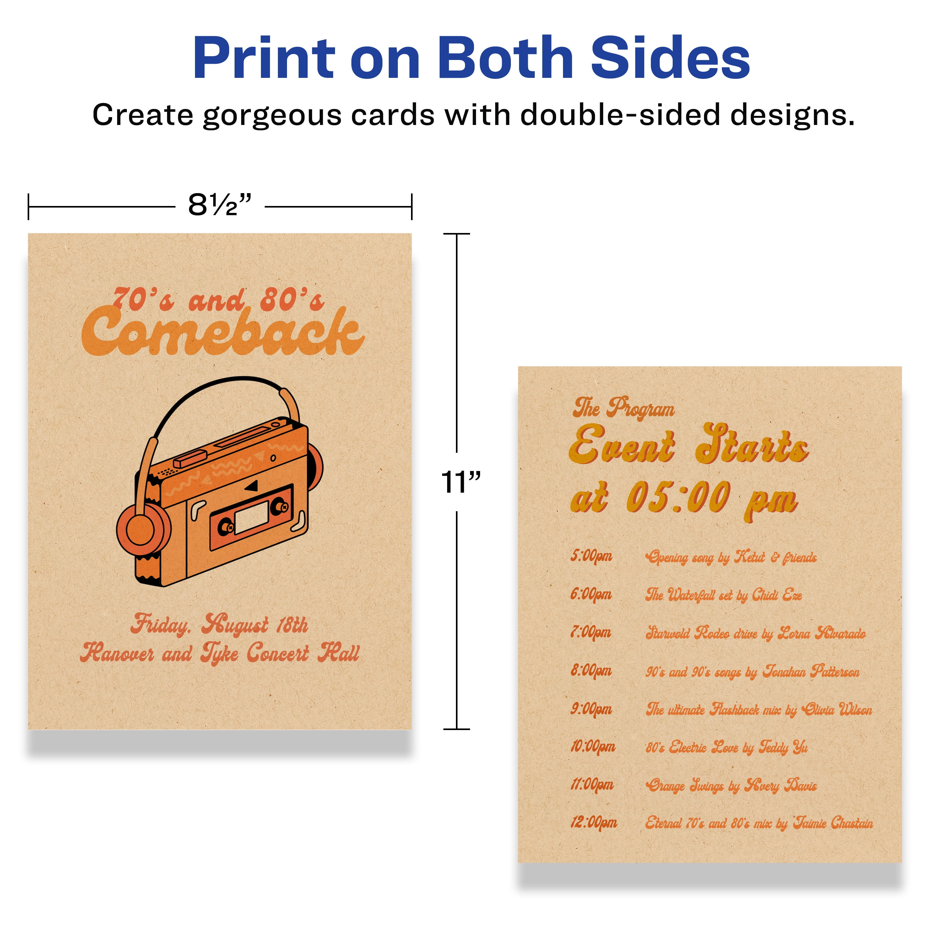 Avery Printable Cardstock, 8.5" x 11", Kraft Brown, 50ct