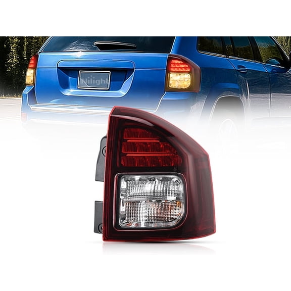 Nilight Taillight Assembly Compatible with 2014 2015 2016 2017 Jeep Compass Tail Light OE Style Rear Lamp Replacement Passenger Side w/Bulbs
