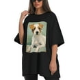 thumbnail image 4 of Plus Size Shirt for Women Oversized Black Tops for Women Short Sleeves Shirt for Women Dog T Shirt Crewneck Shirt for Women M, 4 of 5