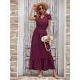 thumbnail image 2 of Audvoi Women's Boho Dress Short Sleeve Tiered Maxi Smocked Cocktail Dress, 2 of 11