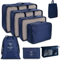 Travel Packaging Cube,8-piece set of travel cube, Foldable luggage Storage Bag, lightweight luggage Storage Bag (Navy)