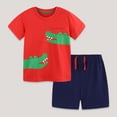 thumbnail image 2 of HCNTES Toddler Boy Summer Clothes kid Boy Outfits Crewneck Dinosaur Print Short Sleeve Shirt and Short Toddler Boy Shorts Set, 2 of 9