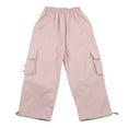 thumbnail image 3 of JHLZHS Pants Girl Ribbed Girl Kids' Sports Casual Pants Loose Straight Leg Wide Leg Pants Girls Overalls Size 6 7 Toddler Sweatpants Set 4T, 3 of 7