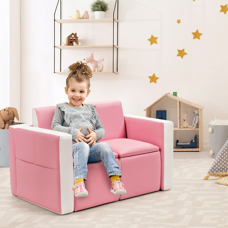 Infans Multi-functional Kids Sofa Table Chair Set 2 Seat Couch