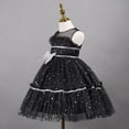 thumbnail image 4 of Vestido de fiesta negro brillante para niña, ropa elegante con lazo para niños, cumpleaños, boda, baile de graduación, 3-8 años, 4 of 4