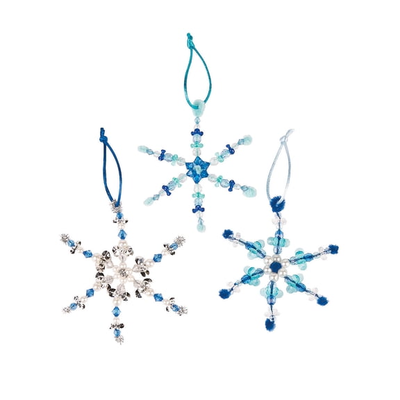 Beaded Snowflake Christmas Ornament Craft Kit - Makes 24, Craft Kits, Winter, 24 Pieces