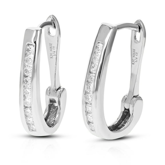 Vir Jewels 1/4 CTTW Lab Grown Diamond Hoops Earrings in Sterling Silver With Hidden Post For Women
