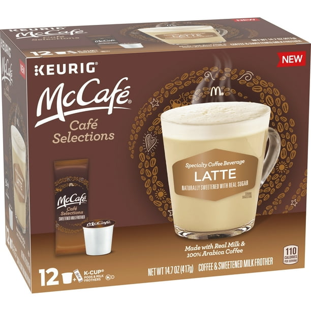 McCafe Cafe Selections Latte Coffee Keurig K Cup Pods & Froth Packets