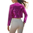 thumbnail image 3 of MODA NOVA Women's Jacket Sequin Long Sleeve Lapel Collar Blazer S Hot Pink, 3 of 6