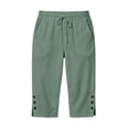 thumbnail image 4 of Luivaraty Capri Pants for Women Solid Color Straight Leg Pants Fashion Comfy Drawstring Side Split Capris with Pockets, S-2XL, 4 of 9