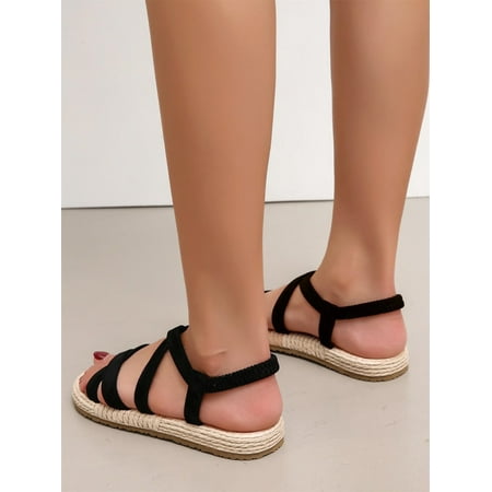 

Women s Cross Strap Sandals Summer Shoes Black EUR38(7.5)