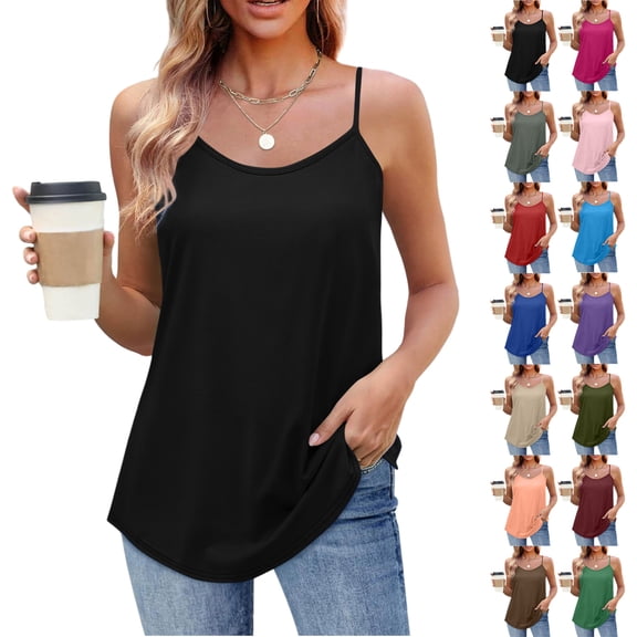 Summer Womens Tank Tops Solid U Neck Tank Sleeveless Round Neck Tank
