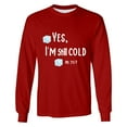 thumbnail image 5 of Feancey Big and Tall T Shirts for Men Yes I'm Still Cold Print Graphic Tees Crew Neck Casual Long Sleeve Tshirt Cool Streetwear Tee Shirt Wine S, 5 of 6