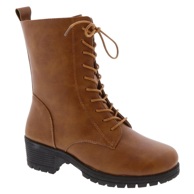 Nouvelle Bottine de Combat à Semelle Crantée pour Femmes, Bottine à Lacets avec Fermeture Éclair Latérale