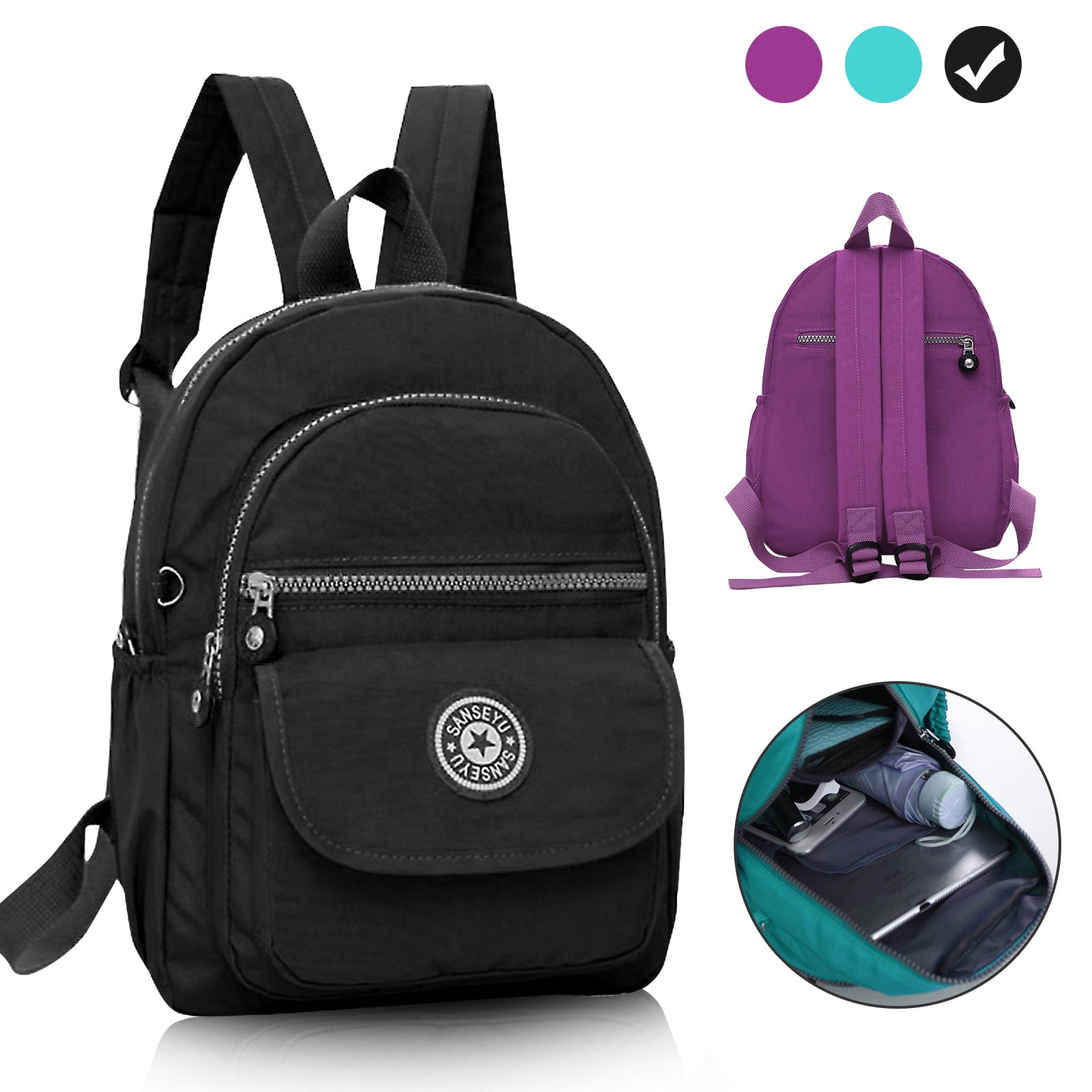 TSV - TSV Nylon Small Backpack for Women, Waterproof Mini Backpacks Light Outdoor Travel ...
