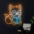 thumbnail image 2 of Handmadetneonsign Fox Reading Book Neon Light, Fox Book Led Sign, Fox Bookish Neon Sign, Bookworm, 2 of 5
