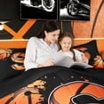 thumbnail image 3 of Homewish Cartoon Basketball Sports Bedding Comforter Set for Kids Boys, Black Orange Monogrammed S Twin Comforter Sets, Black Reversible, 2pcs, 3 of 7