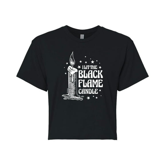 Hocus Pocus - I Lit The Black Flame Candle - Juniors Cropped Cotton Blend T-Shirt